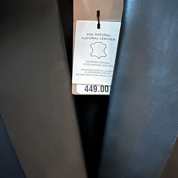 Massimo Dutti Leather Jacket Blazer Black NWT - Picture 6 of 8